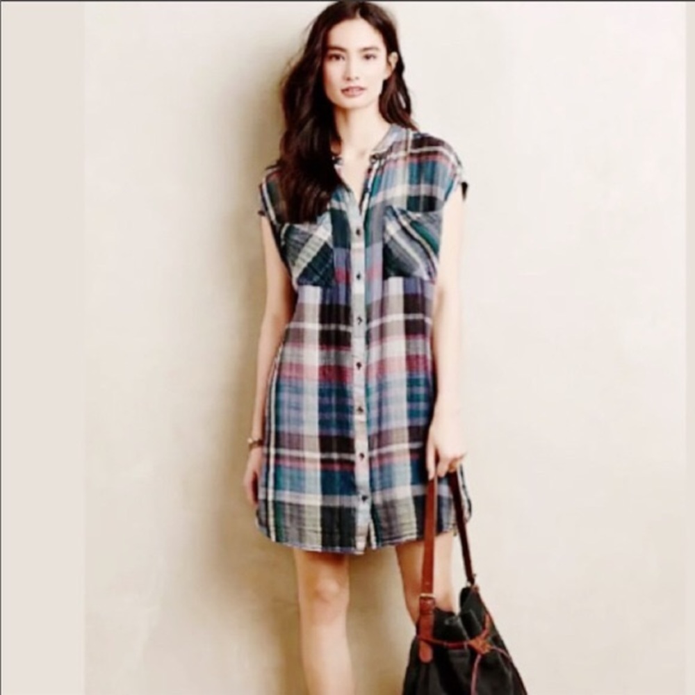 Anthropologie Holding Horses Plaid Shift Dress